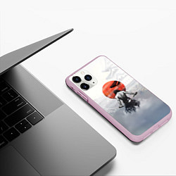 Чехол iPhone 11 Pro матовый Японский самурай, цвет: 3D-розовый — фото 2