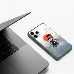 Чехол iPhone 11 Pro матовый Японский самурай, цвет: 3D-темно-зеленый — фото 2