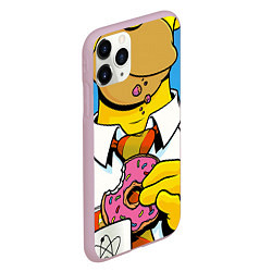 Чехол iPhone 11 Pro матовый Homer with donut, цвет: 3D-розовый — фото 2