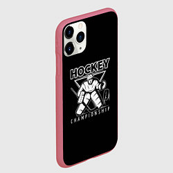 Чехол iPhone 11 Pro матовый Hockey Championship, цвет: 3D-малиновый — фото 2