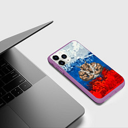Чехол iPhone 11 Pro матовый Бык триколор, цвет: 3D-фиолетовый — фото 2