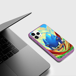 Чехол iPhone 11 Pro матовый Sonic, цвет: 3D-фиолетовый — фото 2
