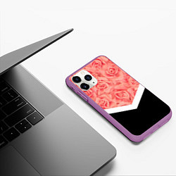 Чехол iPhone 11 Pro матовый Розовые розы, цвет: 3D-фиолетовый — фото 2