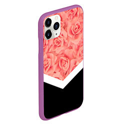 Чехол iPhone 11 Pro матовый Розовые розы, цвет: 3D-фиолетовый — фото 2