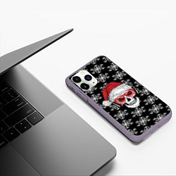 Чехол iPhone 11 Pro матовый Santa Skull хипстер, цвет: 3D-серый — фото 2