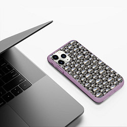 Чехол iPhone 11 Pro матовый Серебряные шары, цвет: 3D-сиреневый — фото 2
