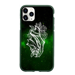 Чехол iPhone 11 Pro матовый Летучая мышь, цвет: 3D-темно-зеленый