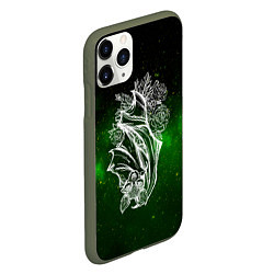 Чехол iPhone 11 Pro матовый Летучая мышь, цвет: 3D-темно-зеленый — фото 2