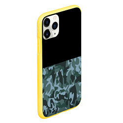 Чехол iPhone 11 Pro матовый Камуфляж: черный/синий, цвет: 3D-желтый — фото 2