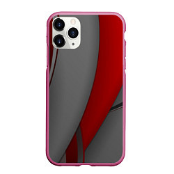 Чехол iPhone 11 Pro матовый Red-gray abstraction, цвет: 3D-малиновый