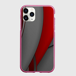 Чехол iPhone 11 Pro матовый Red-gray abstraction, цвет: 3D-малиновый