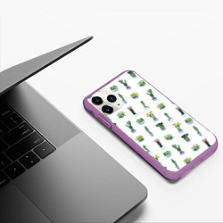 Чехол iPhone 11 Pro матовый Кактусы, цвет: 3D-фиолетовый — фото 2