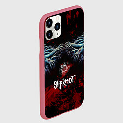 Чехол iPhone 11 Pro матовый Slipknot руки зомби, цвет: 3D-малиновый — фото 2