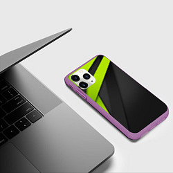 Чехол iPhone 11 Pro матовый Спортивная геометрия 6, цвет: 3D-фиолетовый — фото 2