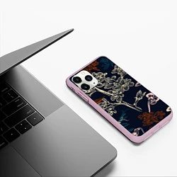 Чехол iPhone 11 Pro матовый Цветочный pattern, цвет: 3D-розовый — фото 2