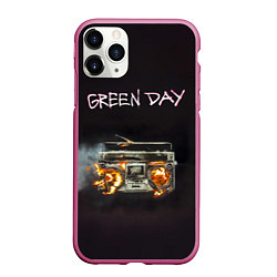 Чехол iPhone 11 Pro матовый Green Day магнитофон в огне, цвет: 3D-малиновый