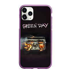 Чехол iPhone 11 Pro матовый Green Day магнитофон в огне, цвет: 3D-фиолетовый