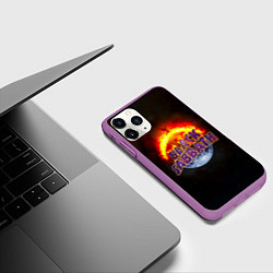 Чехол iPhone 11 Pro матовый Black Sabbath земля в огне, цвет: 3D-фиолетовый — фото 2