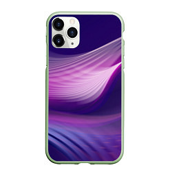 Чехол iPhone 11 Pro матовый Фиолетовые Волны, цвет: 3D-салатовый