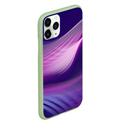 Чехол iPhone 11 Pro матовый Фиолетовые Волны, цвет: 3D-салатовый — фото 2