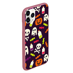 Чехол iPhone 11 Pro матовый Halloween, цвет: 3D-малиновый — фото 2