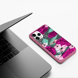 Чехол iPhone 11 Pro матовый Осенний цветок, цвет: 3D-малиновый — фото 2