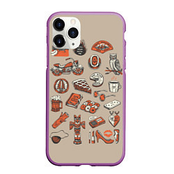 Чехол iPhone 11 Pro матовый Twin Peaks Pack, цвет: 3D-фиолетовый