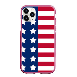 Чехол iPhone 11 Pro матовый USA Flag, цвет: 3D-малиновый