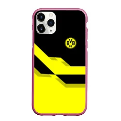 Чехол iPhone 11 Pro матовый BVB FC: Yellow style, цвет: 3D-малиновый