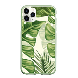Чехол iPhone 11 Pro матовый Тропический папоротник, цвет: 3D-салатовый