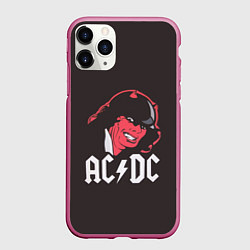 Чехол iPhone 11 Pro матовый AC/DC Devil, цвет: 3D-малиновый