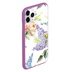 Чехол iPhone 11 Pro матовый Сирень и Пионы, цвет: 3D-фиолетовый — фото 2