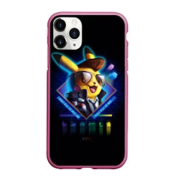 Чехол iPhone 11 Pro матовый Retro Pikachu, цвет: 3D-малиновый