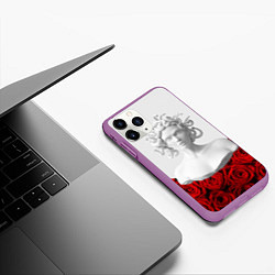 Чехол iPhone 11 Pro матовый Унисекс / Snake roses girl, цвет: 3D-фиолетовый — фото 2