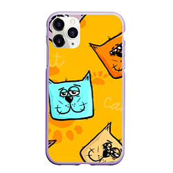 Чехол iPhone 11 Pro матовый Котики, цвет: 3D-светло-сиреневый
