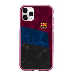 Чехол iPhone 11 Pro матовый FC Barcelona: Dark polygons, цвет: 3D-малиновый