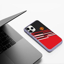 Чехол iPhone 11 Pro матовый Man UTD FC: Sport Line 2018, цвет: 3D-светло-сиреневый — фото 2