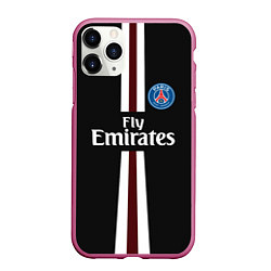 Чехол iPhone 11 Pro матовый PSG FC: Black 2018, цвет: 3D-малиновый