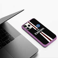 Чехол iPhone 11 Pro матовый PSG FC: Black 2018, цвет: 3D-фиолетовый — фото 2