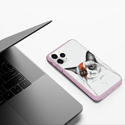 Чехол iPhone 11 Pro матовый David Bowie: Grumpy cat, цвет: 3D-розовый — фото 2