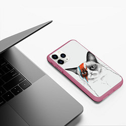 Чехол iPhone 11 Pro матовый David Bowie: Grumpy cat, цвет: 3D-малиновый — фото 2