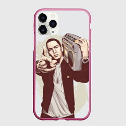 Чехол iPhone 11 Pro матовый Eminem: Street Music, цвет: 3D-малиновый