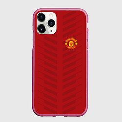 Чехол iPhone 11 Pro матовый Manchester United: Red Lines, цвет: 3D-малиновый