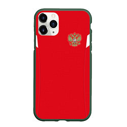 Чехол iPhone 11 Pro матовый Сборная России: ЧМ 2018, цвет: 3D-темно-зеленый