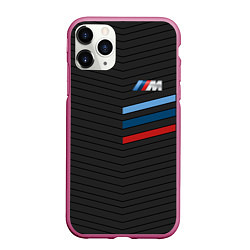 Чехол iPhone 11 Pro матовый BMW: M Tricolor Sport, цвет: 3D-малиновый