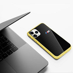 Чехол iPhone 11 Pro матовый BMW: Grey Colors Lines, цвет: 3D-желтый — фото 2