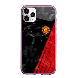 Чехол iPhone 11 Pro матовый FC Manchester United: Abstract, цвет: 3D-фиолетовый