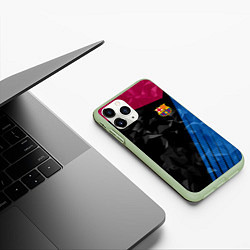 Чехол iPhone 11 Pro матовый FC Barcelona: Abstract, цвет: 3D-салатовый — фото 2