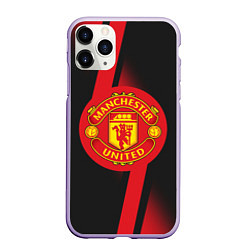 Чехол iPhone 11 Pro матовый FC Manchester United: Storm, цвет: 3D-светло-сиреневый