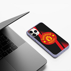 Чехол iPhone 11 Pro матовый FC Manchester United: Storm, цвет: 3D-светло-сиреневый — фото 2